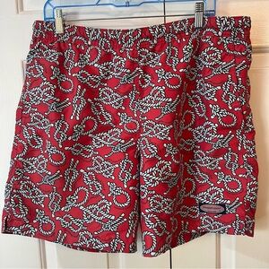 Vineyard Vines Red Nautical Rope Knot Swim Trunks Board Shorts Men’s Size Medium